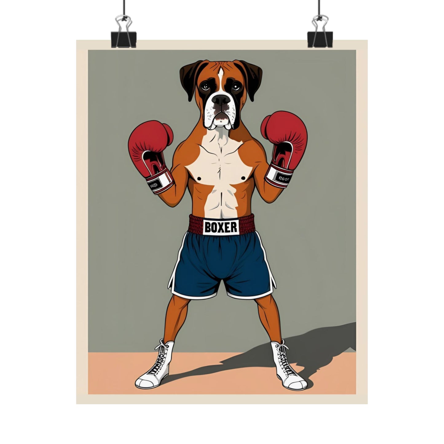 Boxer Dog Art Print - Matte Vertical Poster for Dog Lovers & Sports Fans - Dudley’s Doggie Den