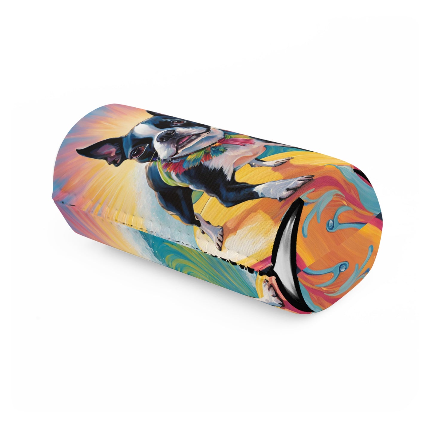 Hang Ten & Chill – Surf Boston Terrier Slim Can Cooler - Dudley’s Doggie Den