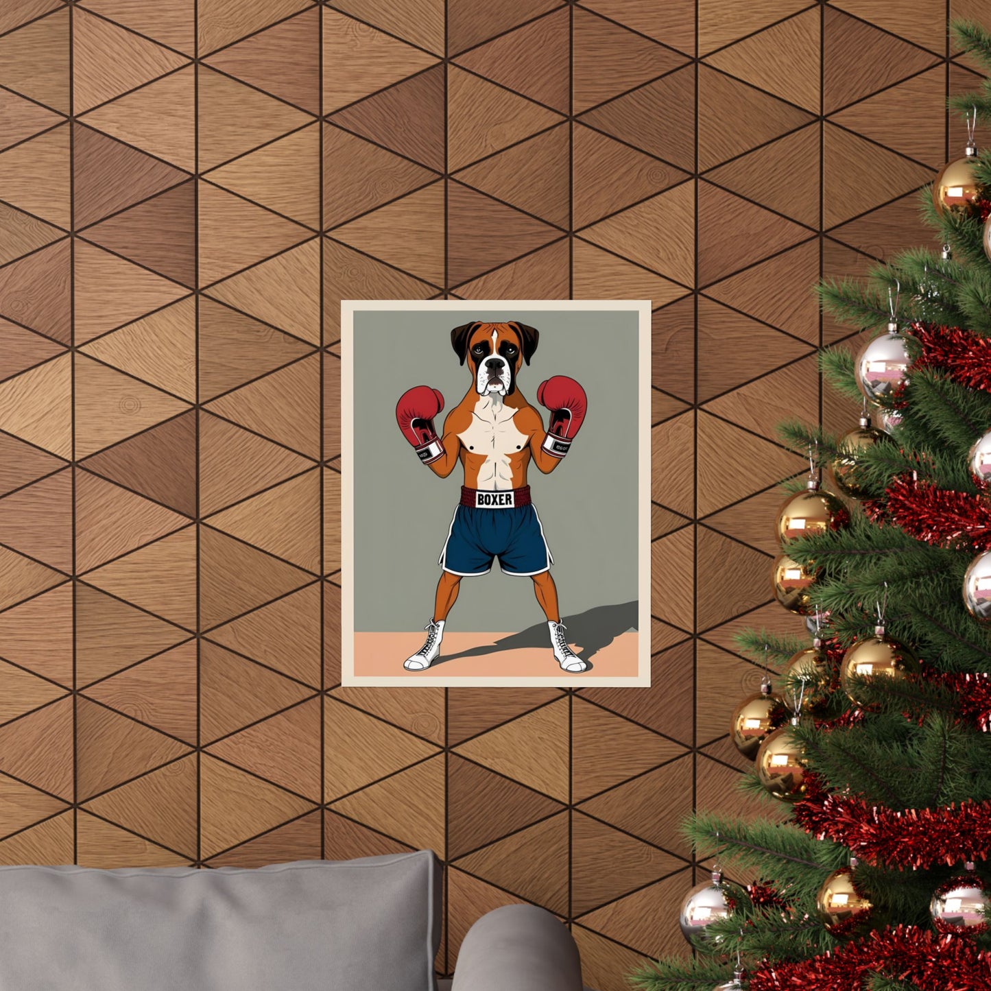 Boxer Dog Art Print - Matte Vertical Poster for Dog Lovers & Sports Fans - Dudley’s Doggie Den
