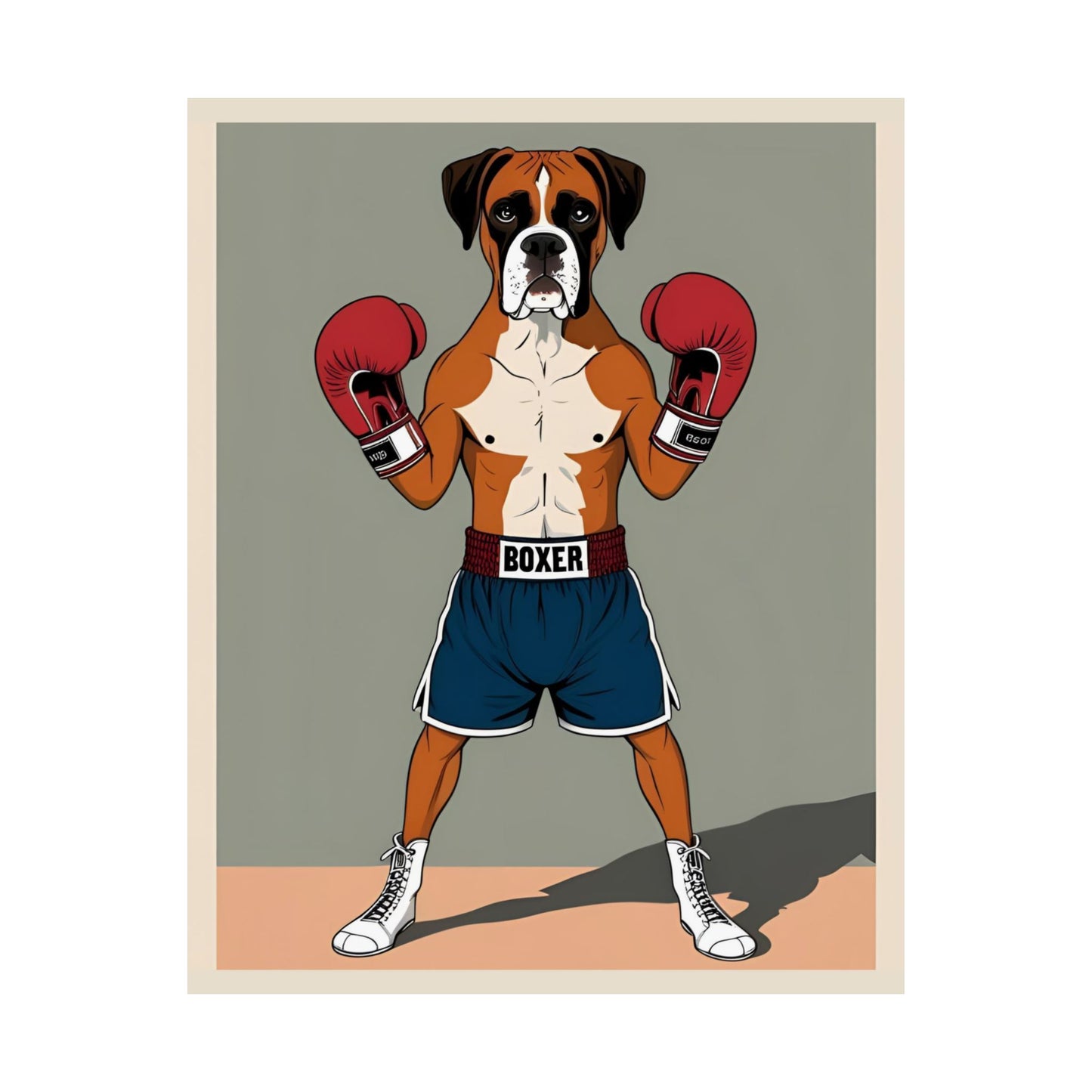 Boxer Dog Art Print - Matte Vertical Poster for Dog Lovers & Sports Fans - Dudley’s Doggie Den