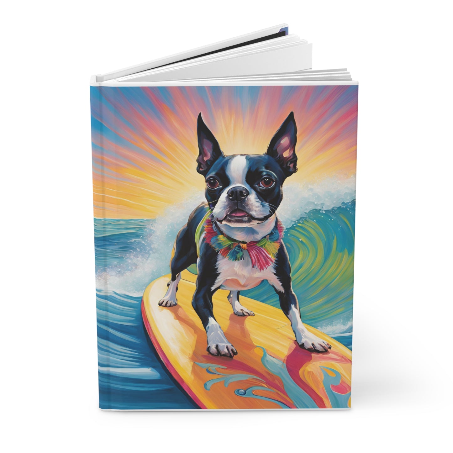 Surf’s Up, Boston Terrier Hardcover Journal - Dudley’s Doggie Den