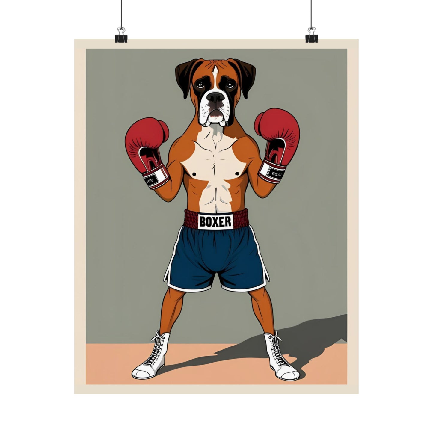 Boxer Dog Art Print - Matte Vertical Poster for Dog Lovers & Sports Fans - Dudley’s Doggie Den