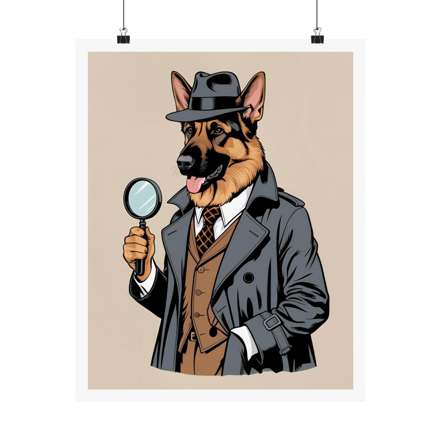 Detective Dog Matte Vertical Poster – Stylish Art Print for Dog Lovers - Dudley’s Doggie Den