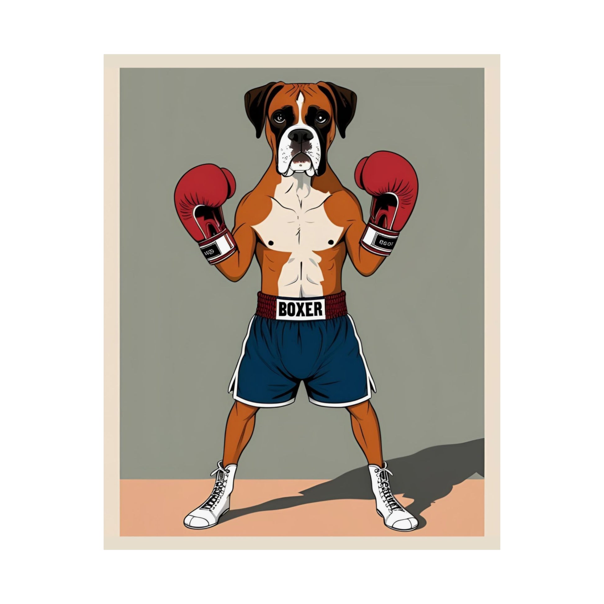 Boxer Dog Art Print - Matte Vertical Poster for Dog Lovers & Sports Fans - Dudley’s Doggie Den
