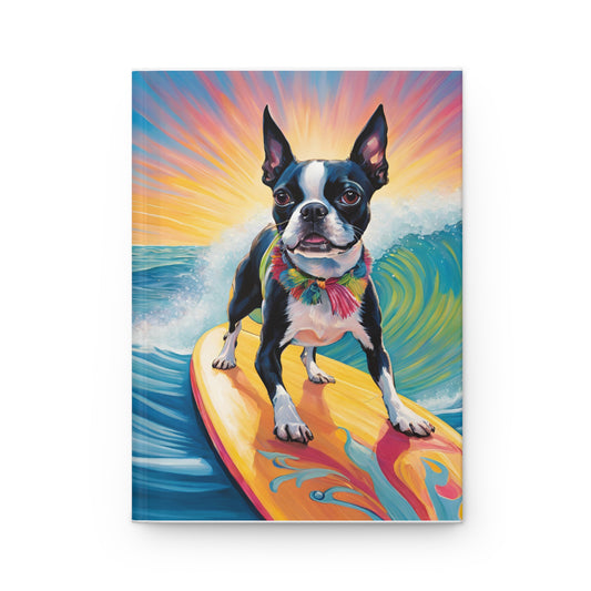 Surf’s Up, Boston Terrier Hardcover Journal - Dudley’s Doggie Den