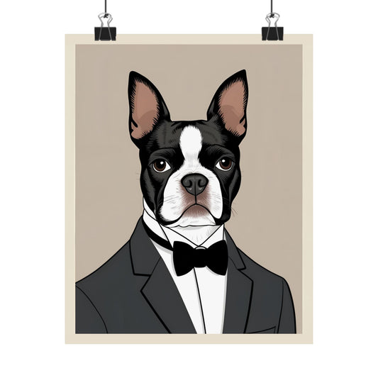 Elegant Boston Terrier Matte Poster - Dog Lover's Wall Art - Dudley’s Doggie Den