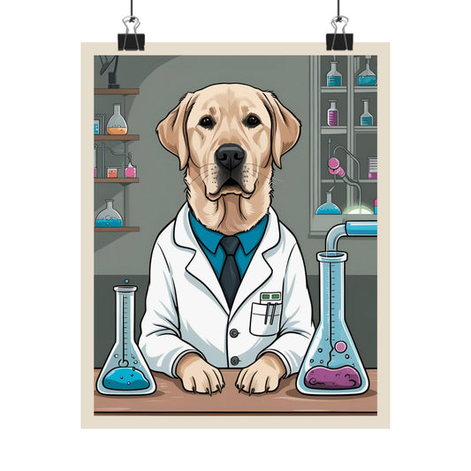 Dog Scientist Matte Vertical Poster - Fun Lab Decor for Pet Lovers - Dudley’s Doggie Den